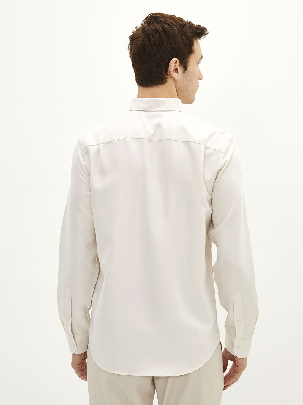 Regular Fit Long Sleeve Men's Poplin Shirt-3