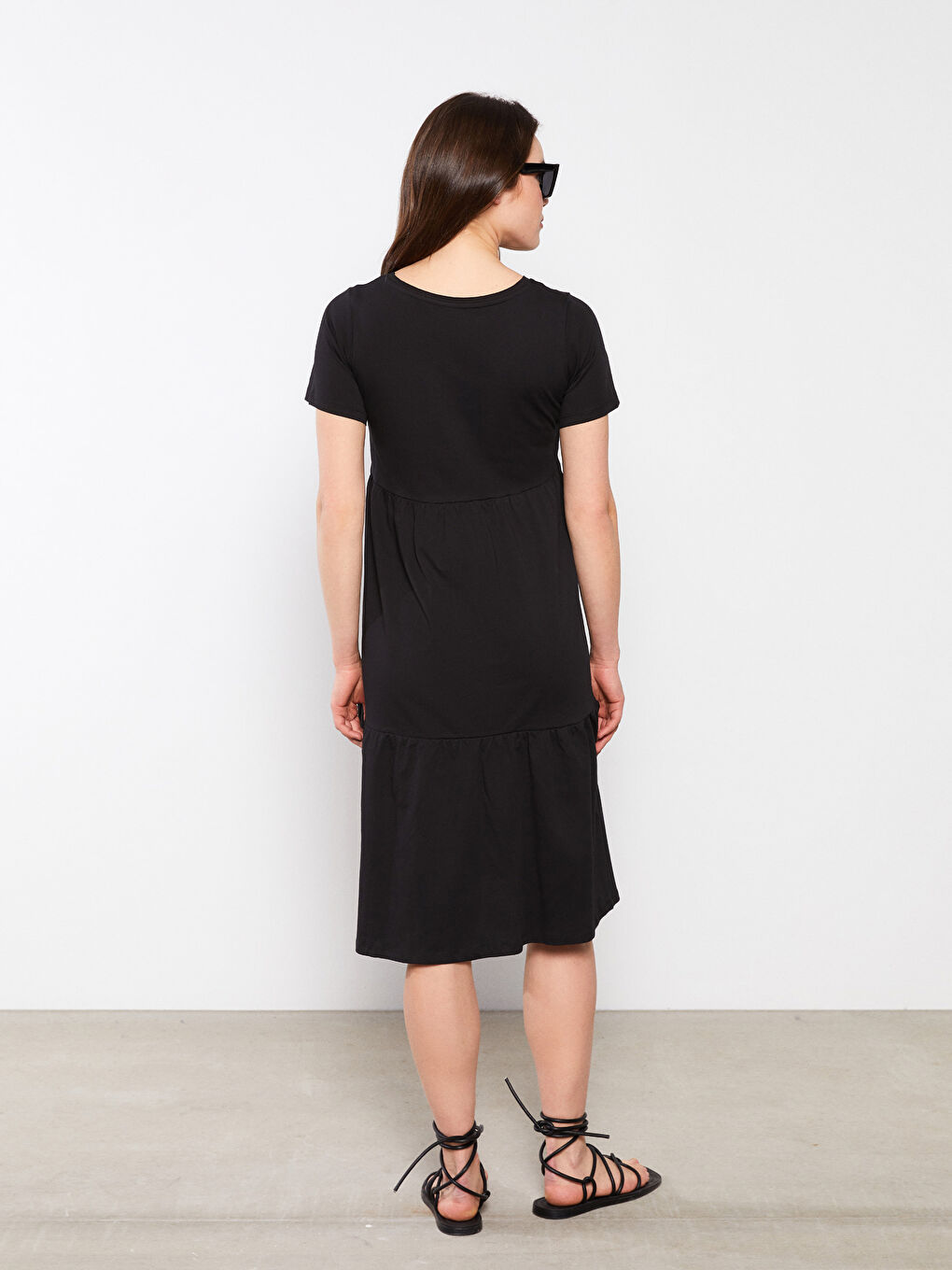 LCWAIKIKI Maternity V-Neck Straight Short Sleeve Cotton Maternity Dress -S2FS71Z8-CVL