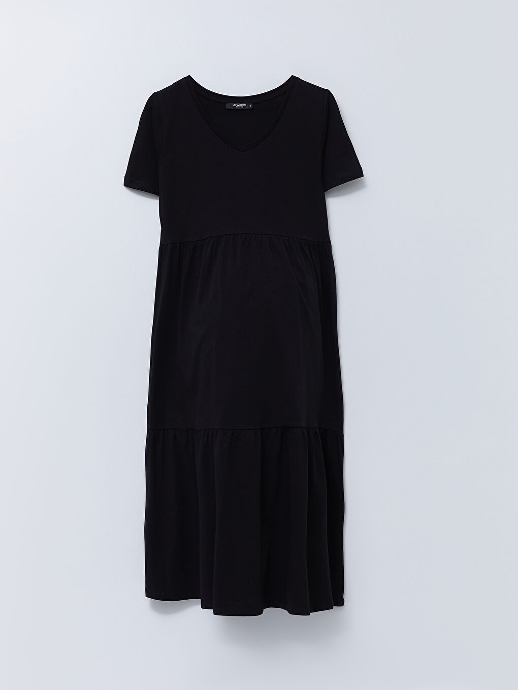 LCWAIKIKI Maternity V-Neck Straight Short Sleeve Cotton Maternity Dress -S2FS71Z8-CVL