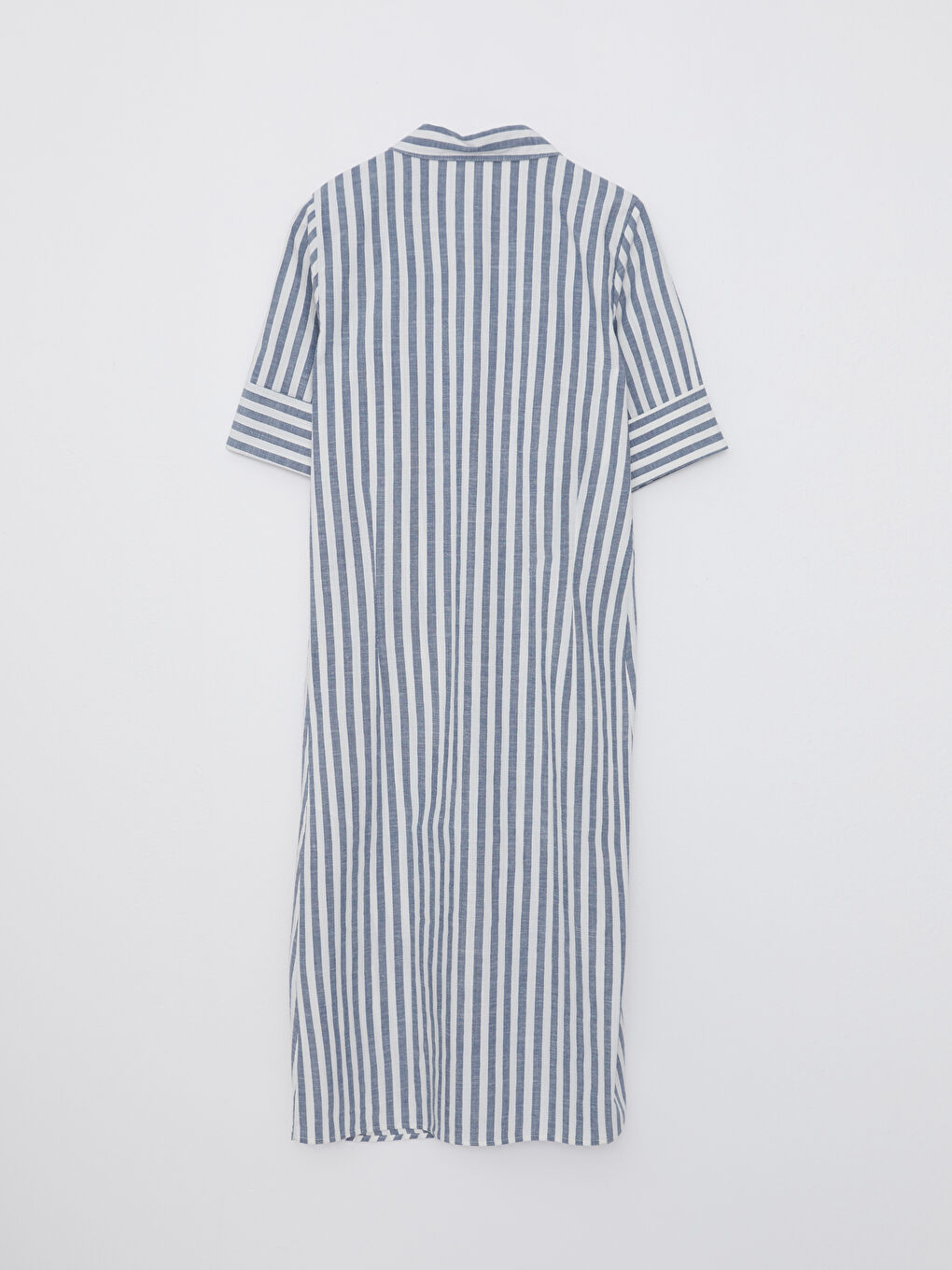 Shirt Collar Striped Short Sleeve Poplin Maternity Dress -S2FS75Z8-LEN
