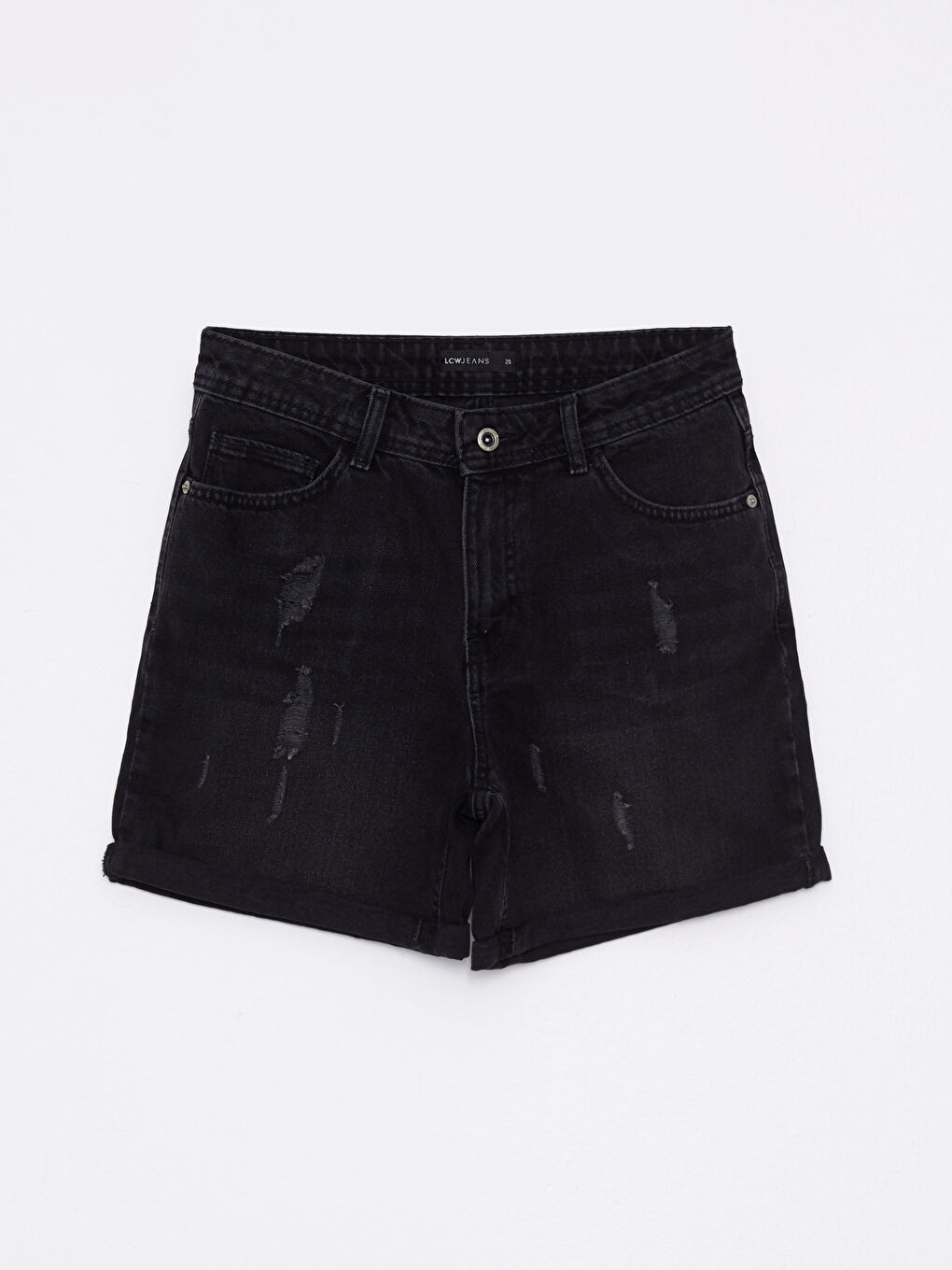 Short En Jean Rodeo Pour Femmes Taille Haute Coupe Standard Avec Poches Droites Détaillées-5