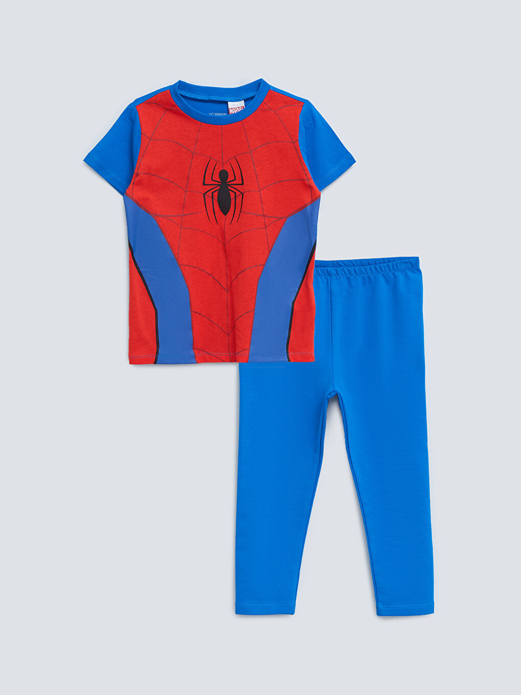 Bisiklet Yaka Kısa Kollu Spiderman Baskılı Pamuklu Erkek Bebek 2'li Takım