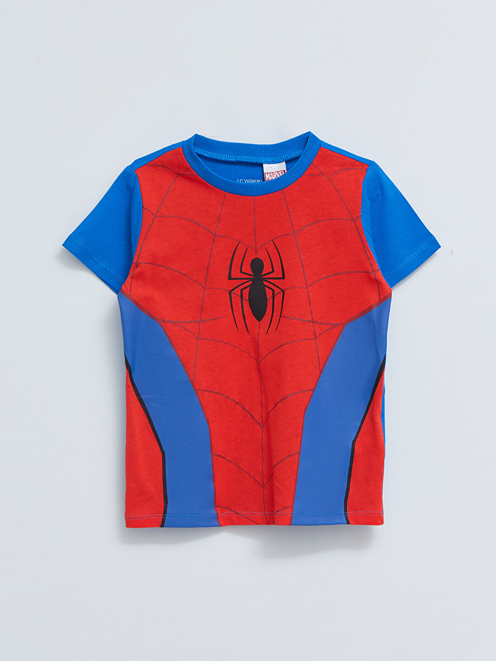 Bisiklet Yaka Kısa Kollu Spiderman Baskılı Pamuklu Erkek Bebek 2'li Takım-1