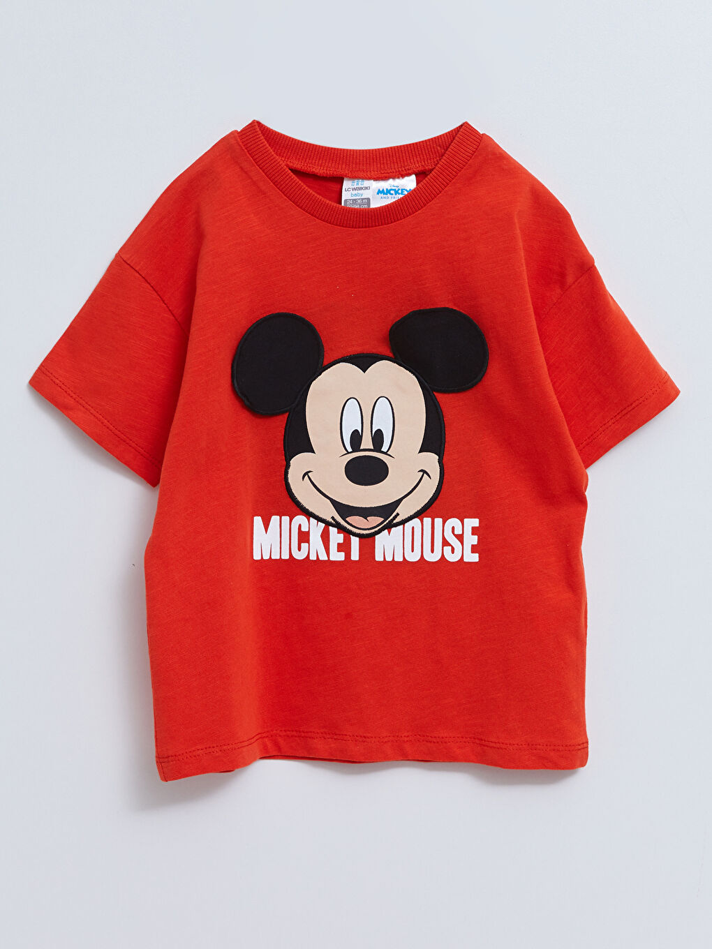 Crew Neck Short Sleeve Mickey Mouse Printed Baby Boys' T-Shirt-1