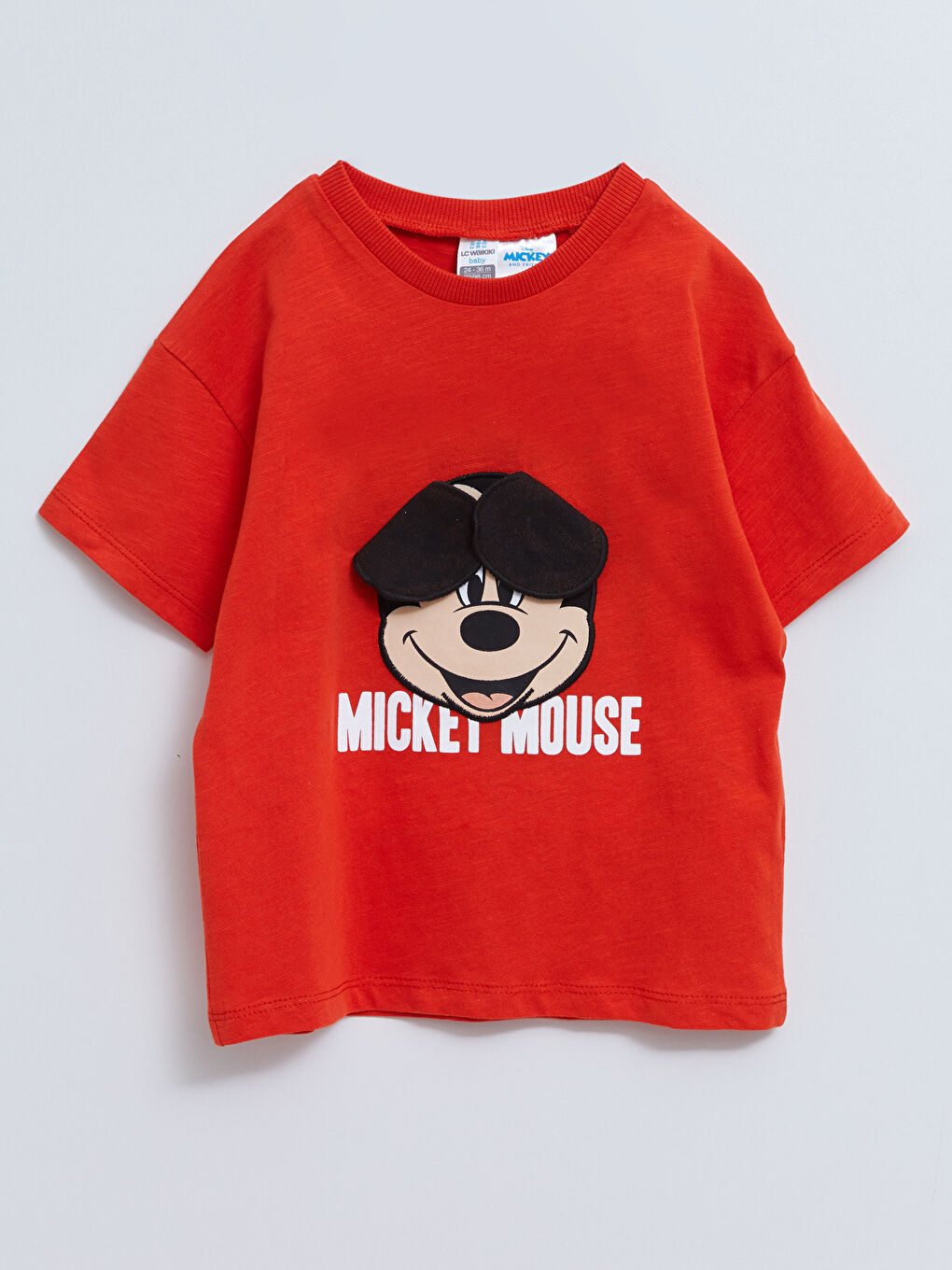 Crew Neck Short Sleeve Mickey Mouse Printed Baby Boys' T-Shirt-2