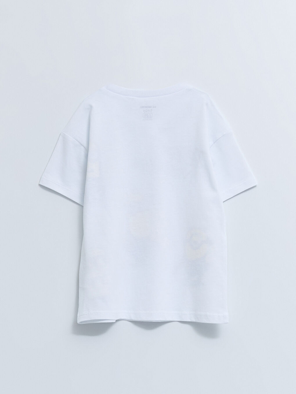 Beyaz Bisiklet Yaka Kısa Kollu Minions Baskılı Pamuklu Erkek Bebek Tişört-1