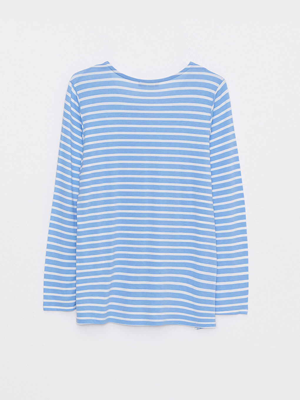 მრგვალი საყელო ზოლიანი გრძელმკლავიანი მაისური ქალებისთვის-6