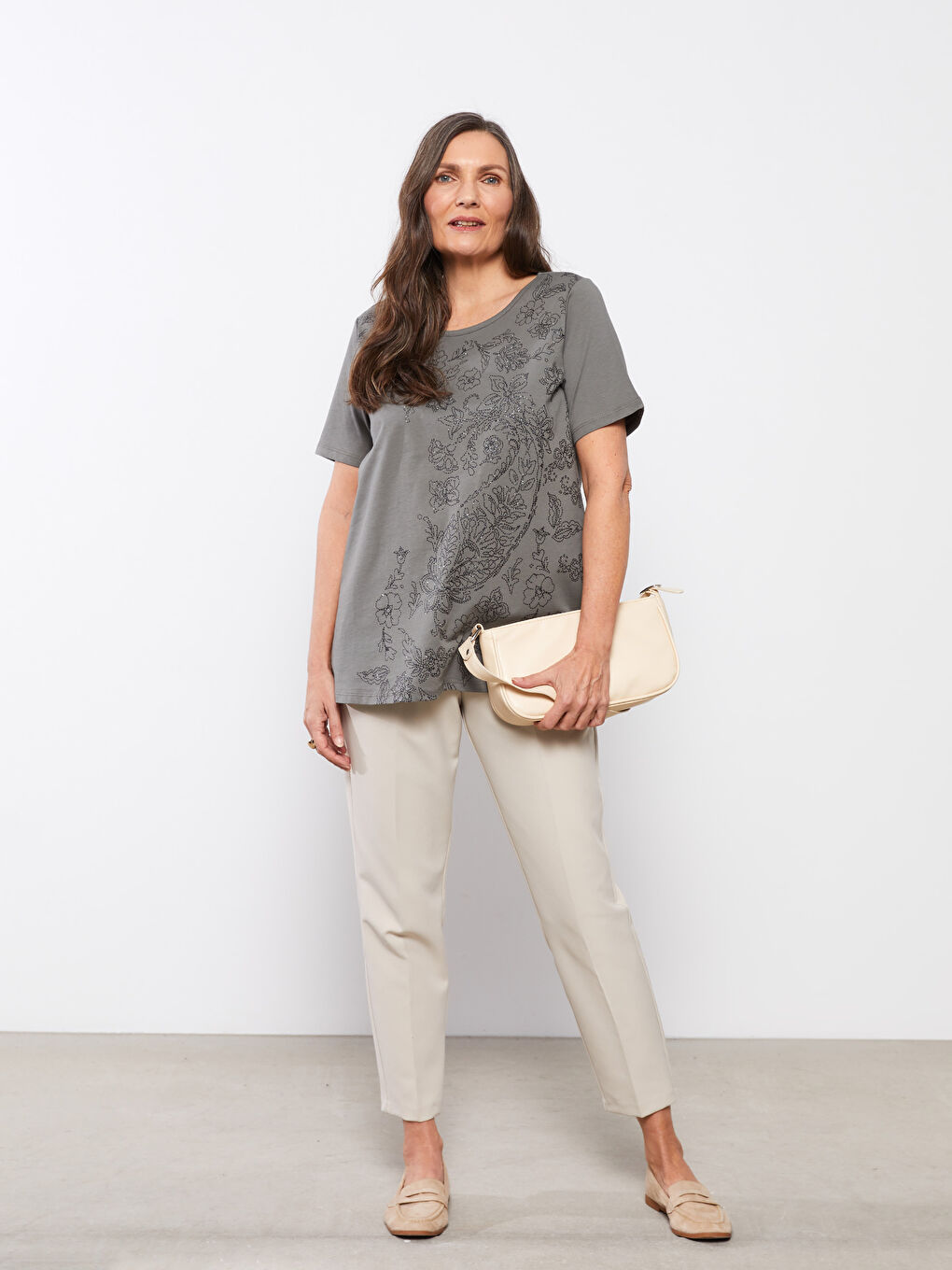 Crew Neck Printed Short Sleeve Cotton Women's T-shirt