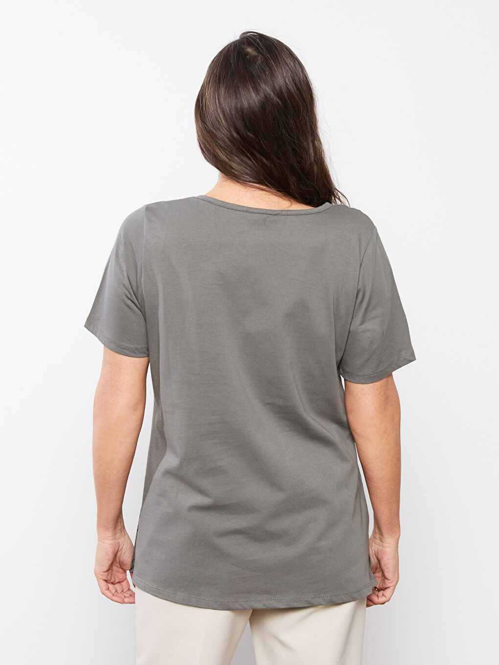 Crew Neck Printed Short Sleeve Cotton Women's T-shirt-4