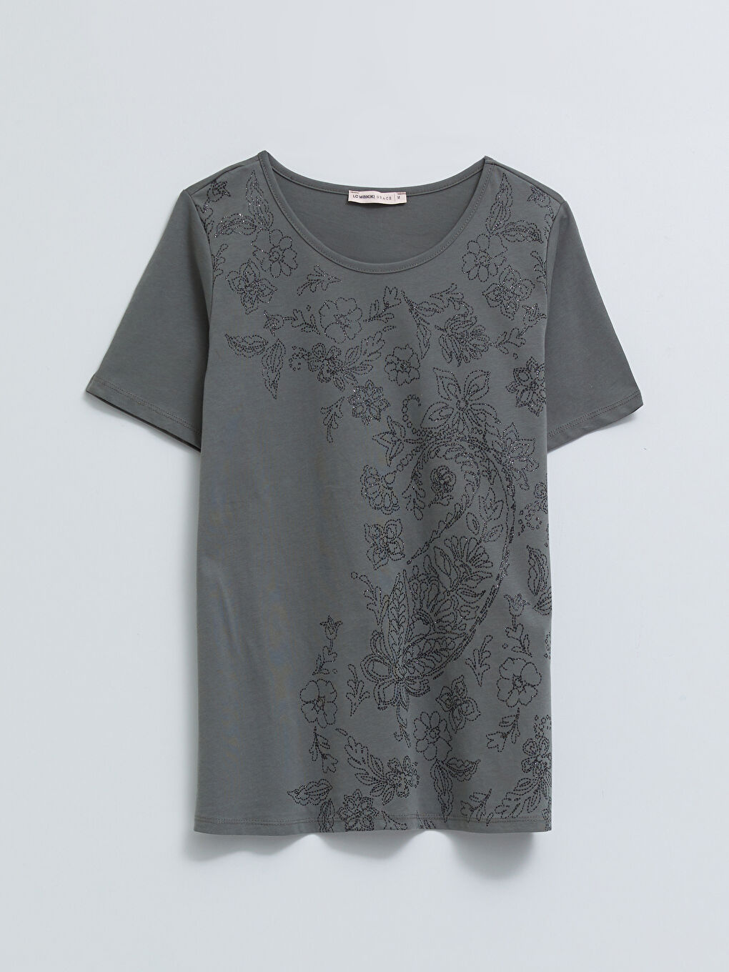 Crew Neck Printed Short Sleeve Cotton Women's T-shirt-5