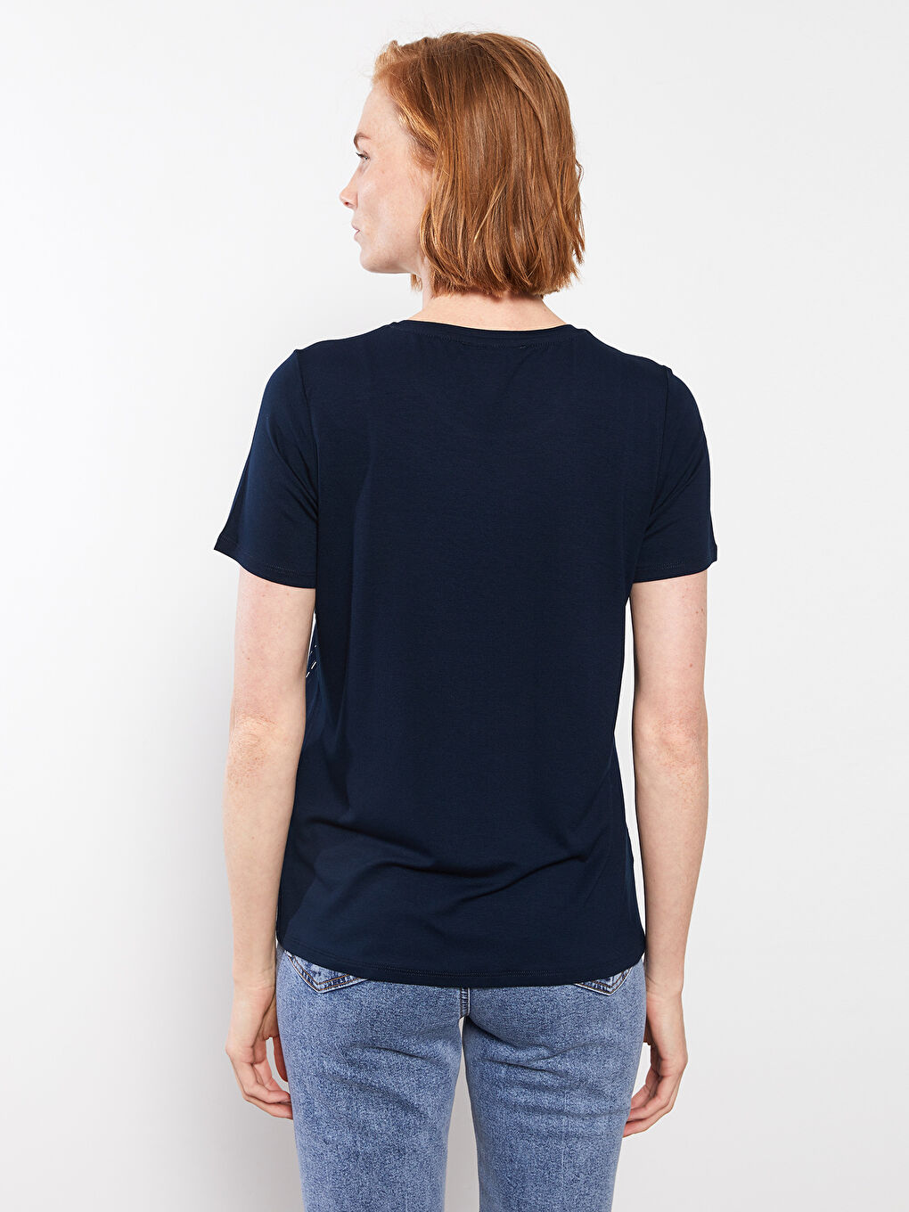 Crew Neck Patterned Short Sleeve Women's T-Shirt-3