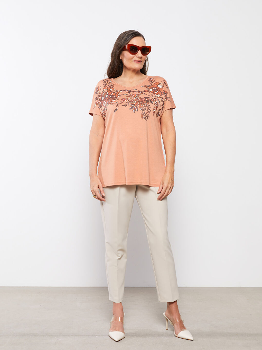 Crew Neck Printed Short Sleeve Women's T-shirt -S2FT89Z8-GLC