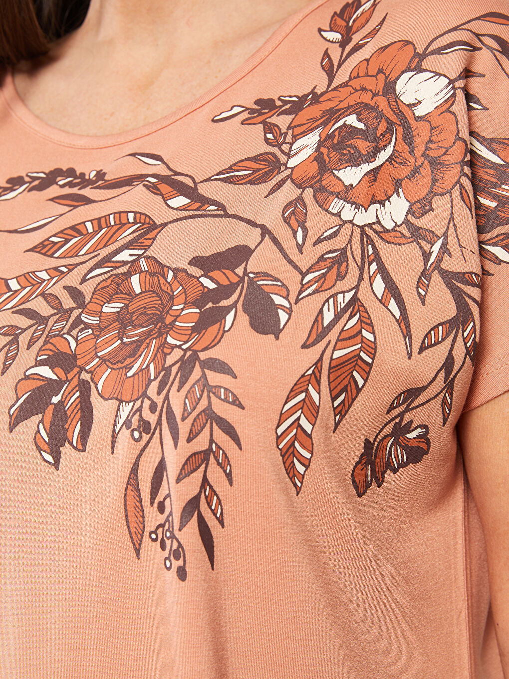 Crew Neck Printed Short Sleeve Women's T-shirt -S2FT89Z8-GLC