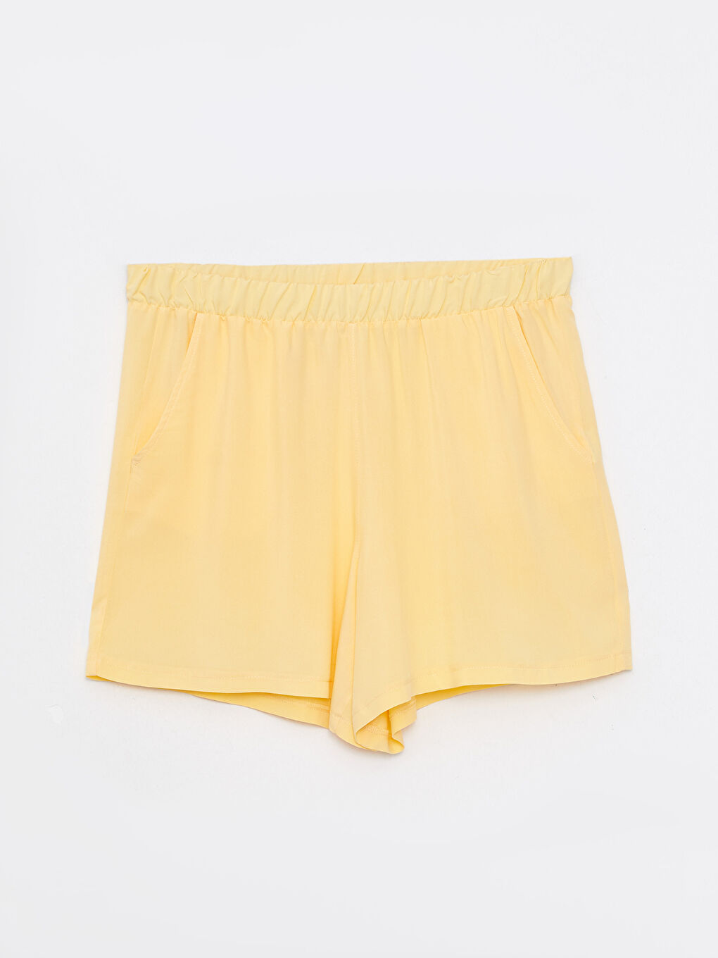Elastic Waist Plain Viscose Women's Marine Shorts -S2FT98Z8-FQM