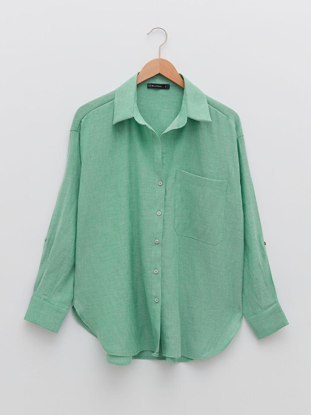 әйелдерге арналған ұзын жеңді түймелі стандартты пішімді жейде-5