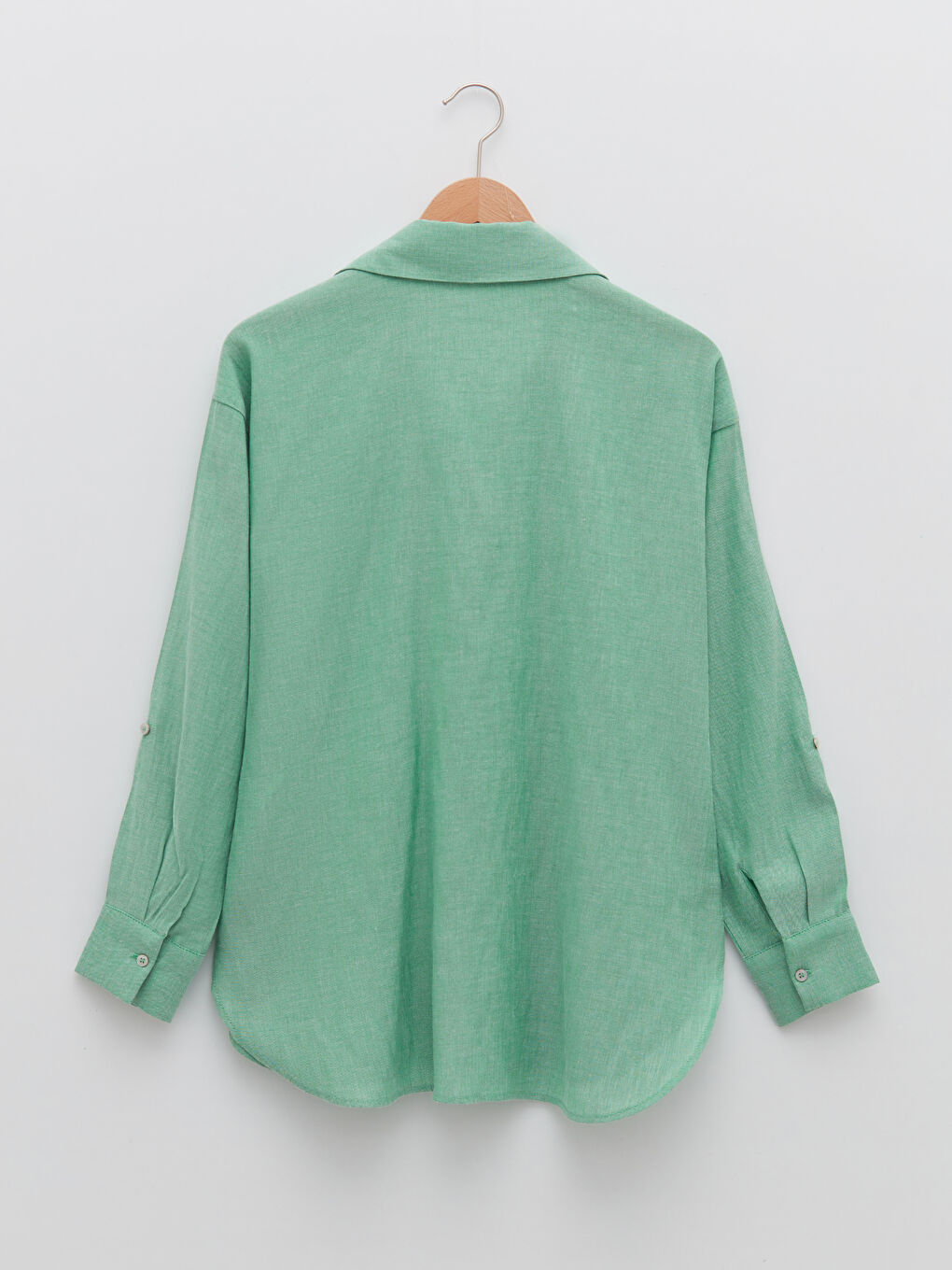 әйелдерге арналған ұзын жеңді түймелі стандартты пішімді жейде-6