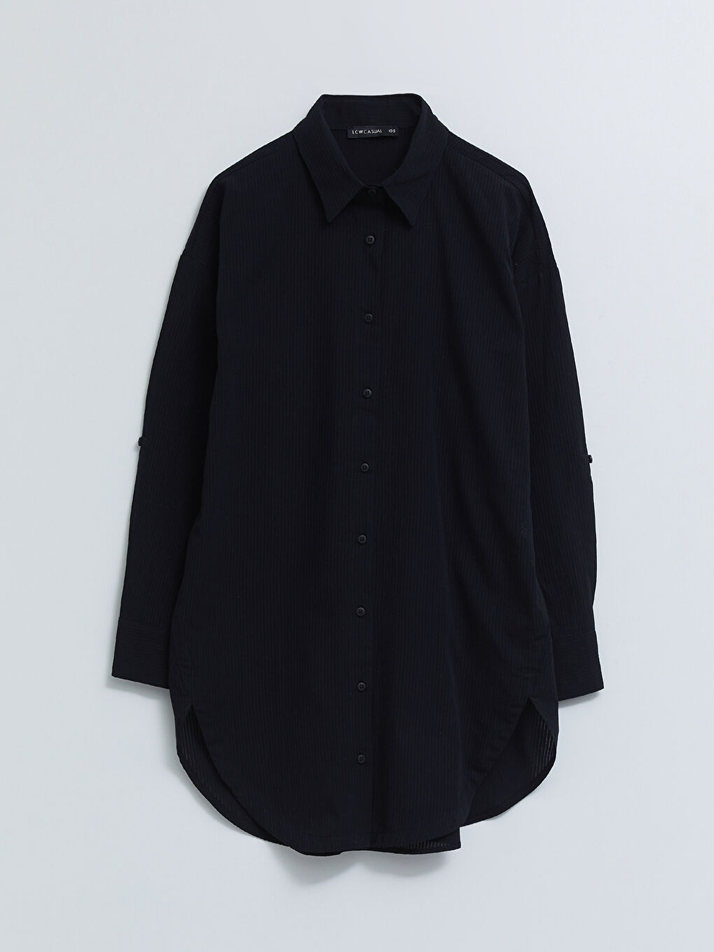 Siyah Çizgili Uzun Kollu Poplin Kadın Gömlek Tunik-5