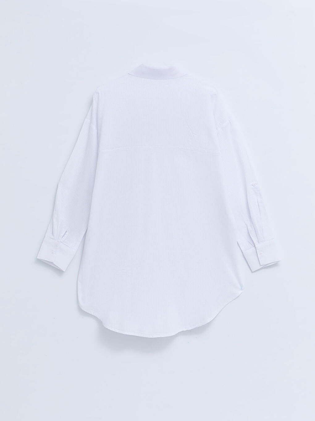 Beyaz Çizgili Uzun Kollu Poplin Kadın Gömlek Tunik-6