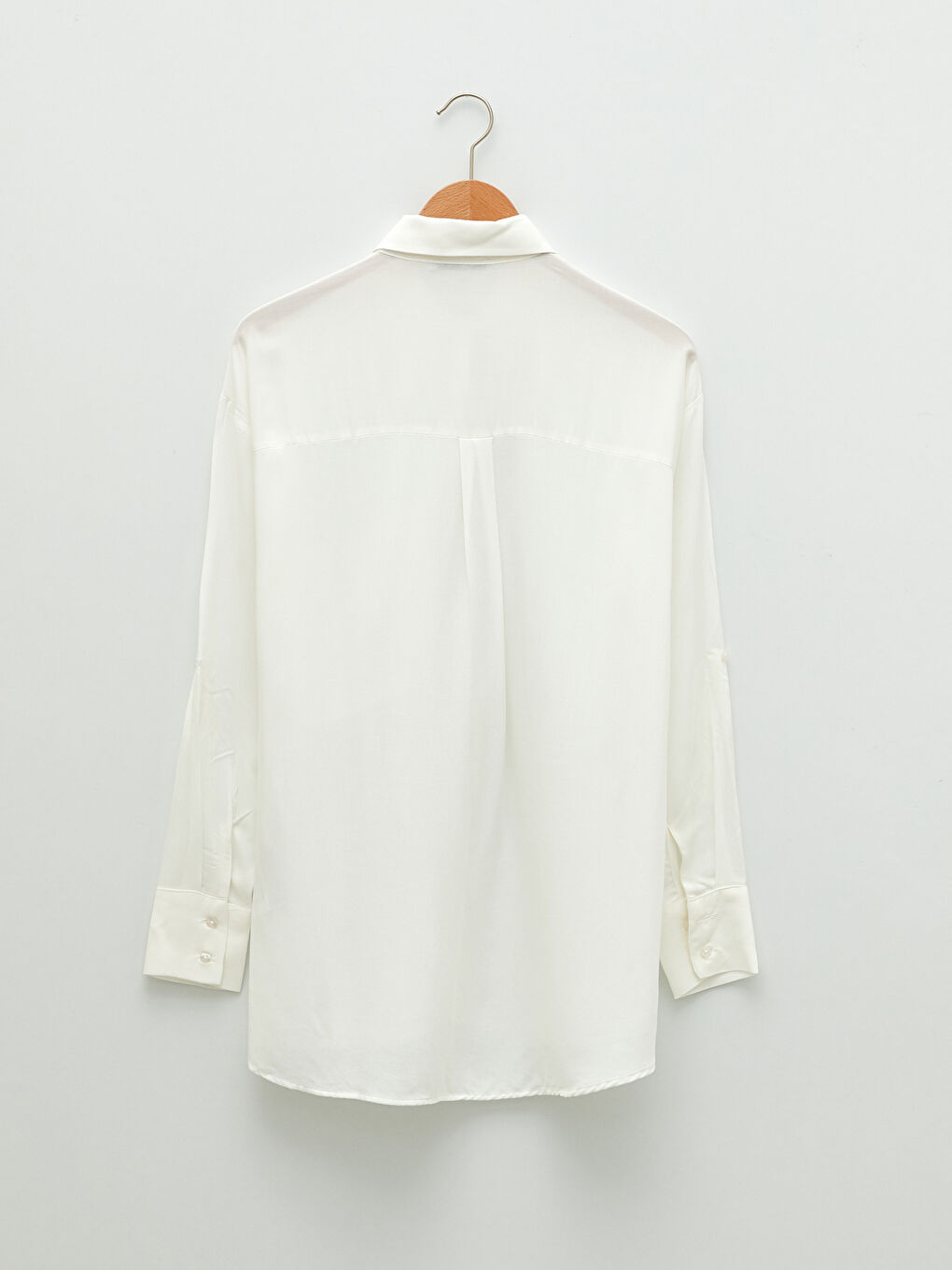 Front Button Closure Straight Long Sleeve Viscose Women's Shirt-6