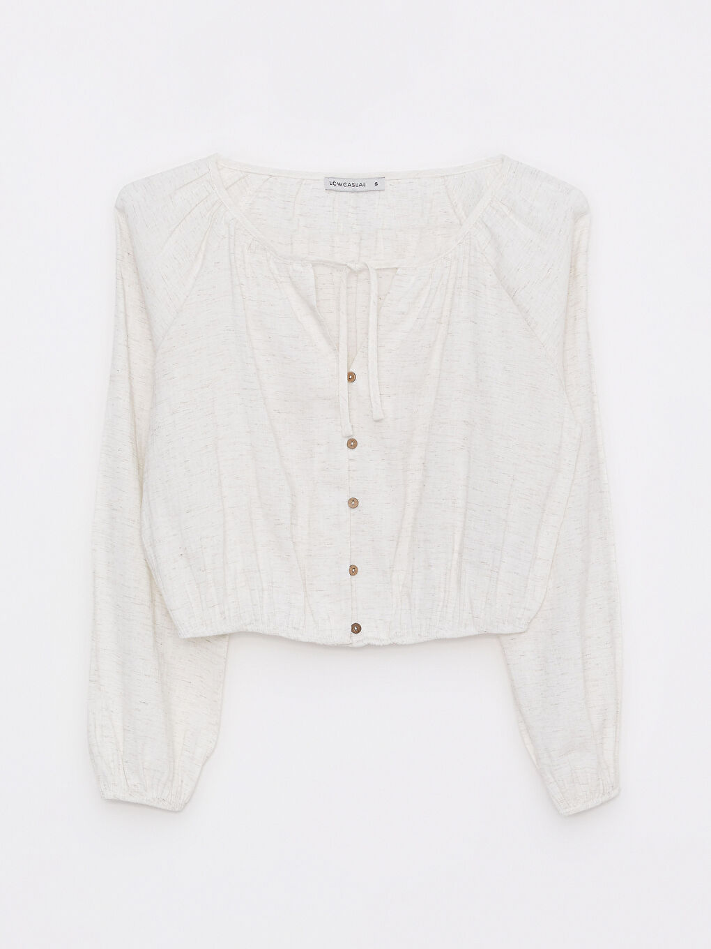 Blouse pour Femmes à Col Lavallière Uni à Manches Longues-6