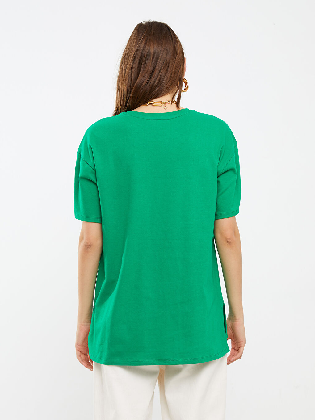Crew Neck Embroidered Short Sleeve Cotton Women's T-Shirt-4