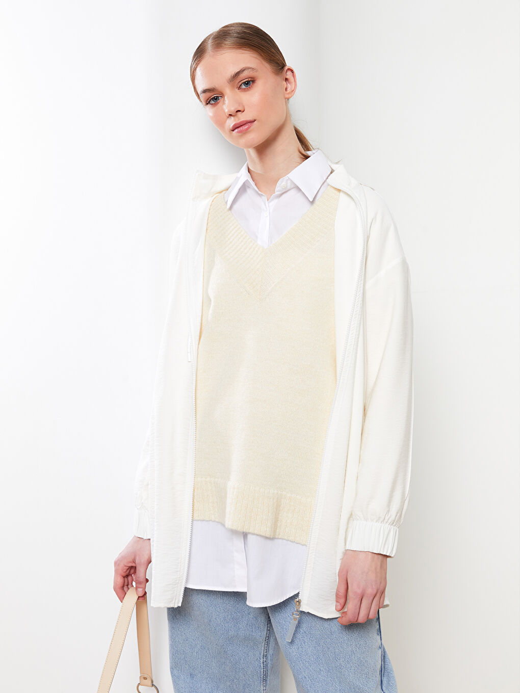 Hooded Plain Long Sleeve Oversize Women's Tunic-1