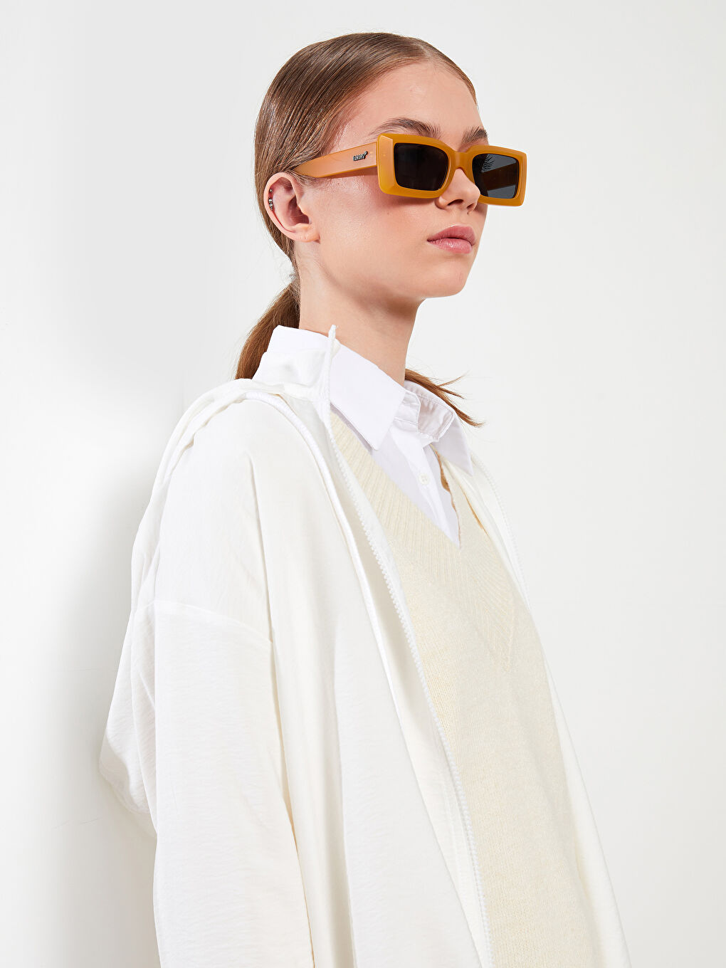 Hooded Plain Long Sleeve Oversize Women's Tunic-3