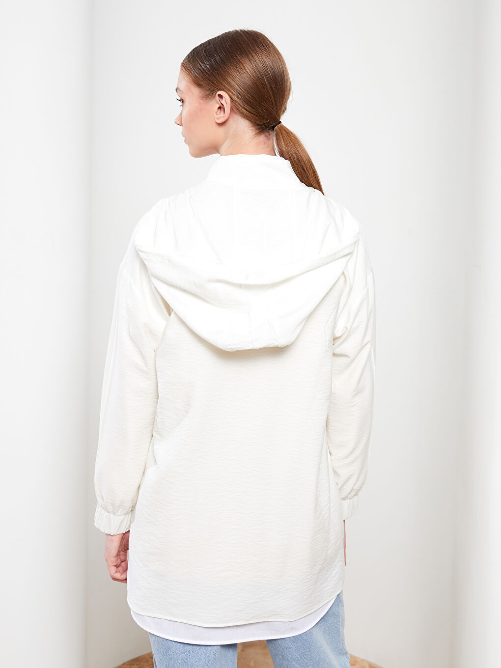 Hooded Plain Long Sleeve Oversize Women's Tunic-5