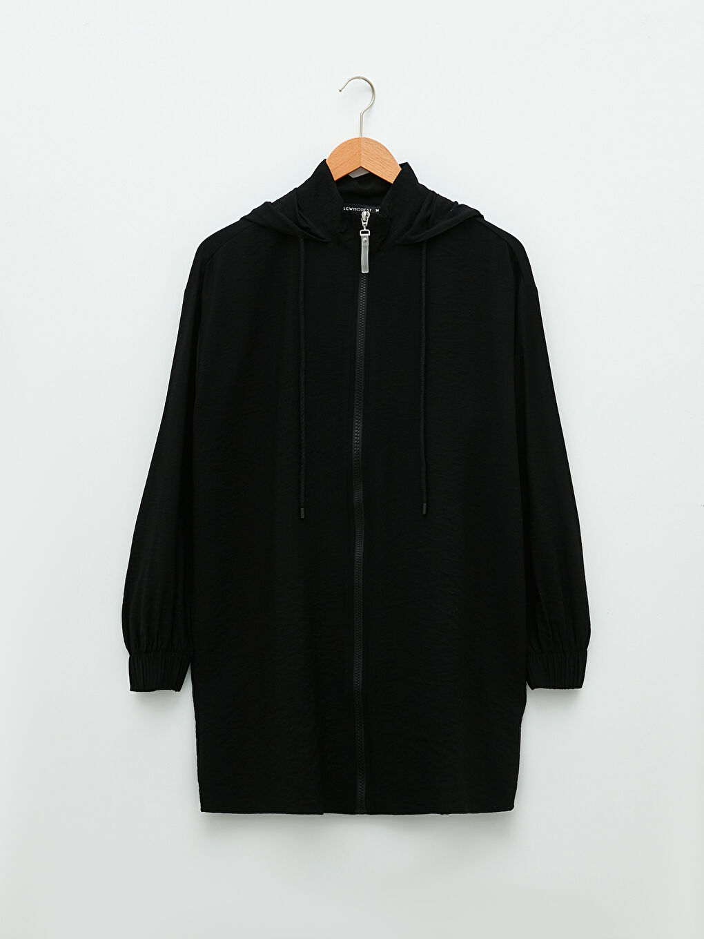 Siyah Kapüşonlu Düz Uzun Kollu Oversize Kadın Tunik-4