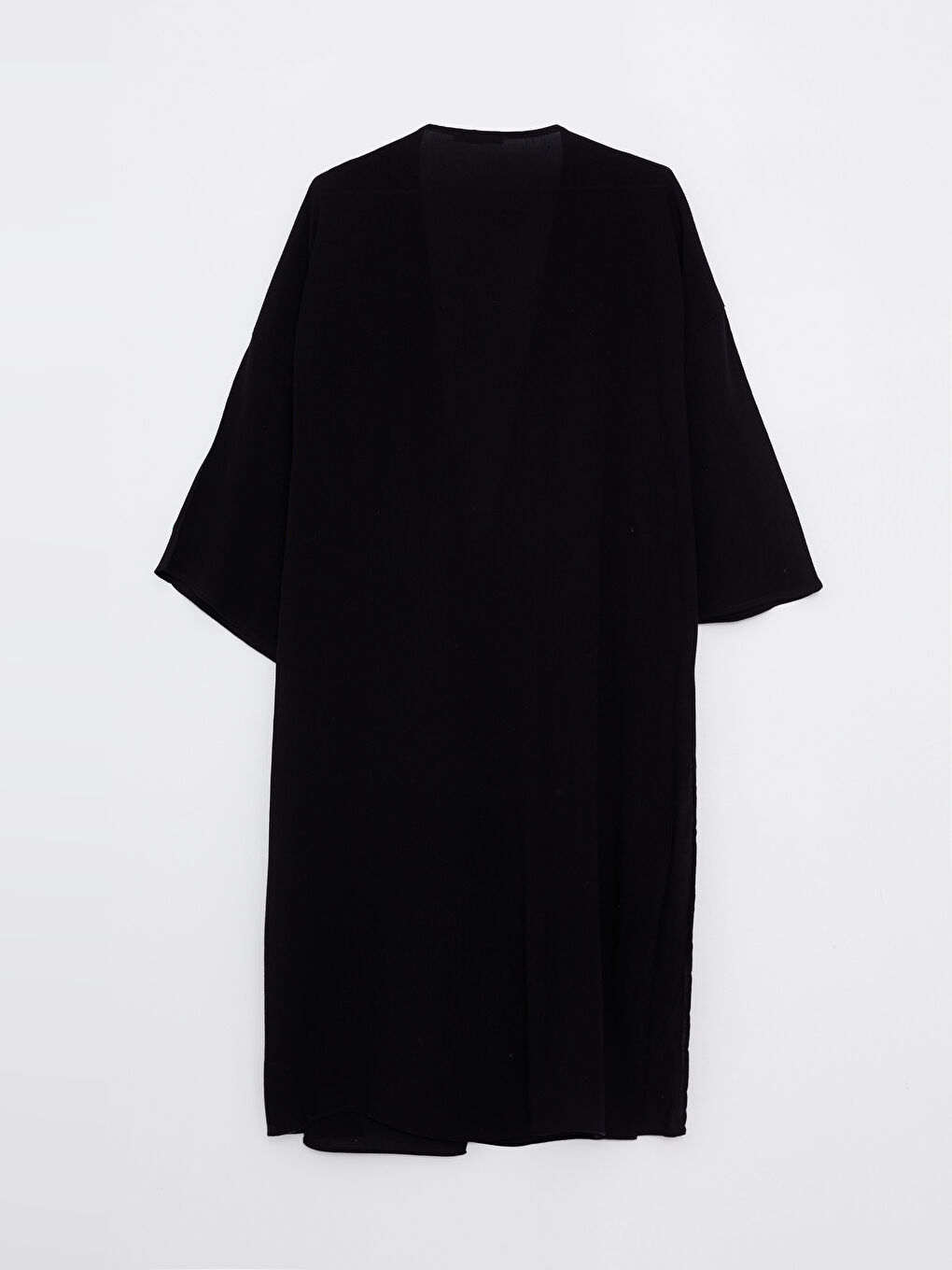 LCW Vision Siyah Şal Yaka Düz Uzun Kollu Viskon Kadın Kimono - 5