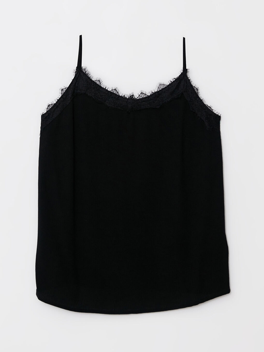 Siyah V Yaka Nakışlı Askılı Viskon Kadın Bluz-5