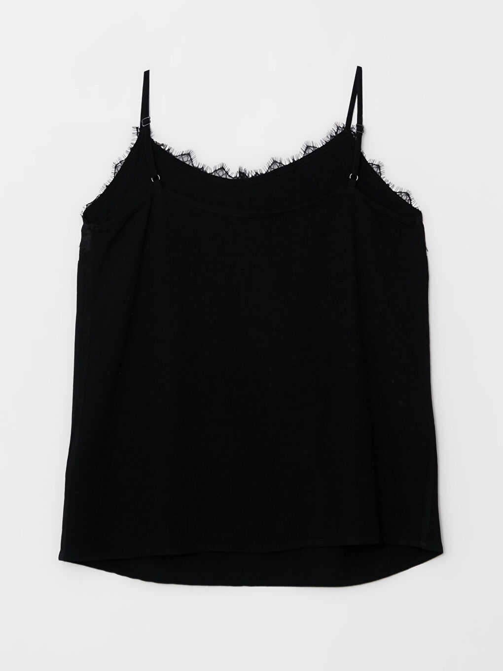 Siyah V Yaka Nakışlı Askılı Viskon Kadın Bluz-6