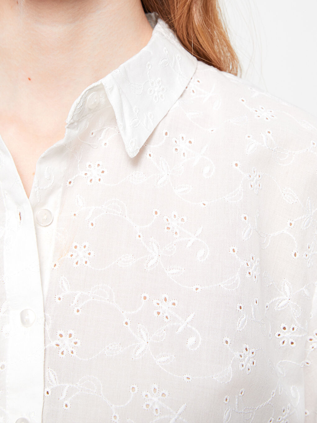 Front Button Closure Embroidered Short Sleeve Poplin Women's Shirt -S2FU61Z8-R9K
