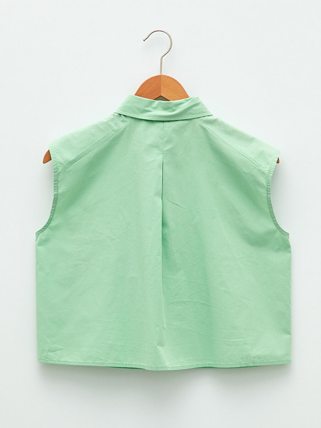 Рубашка Женская Поплиновая Однотонная Без Рукавов На Пуговицах Спереди-6