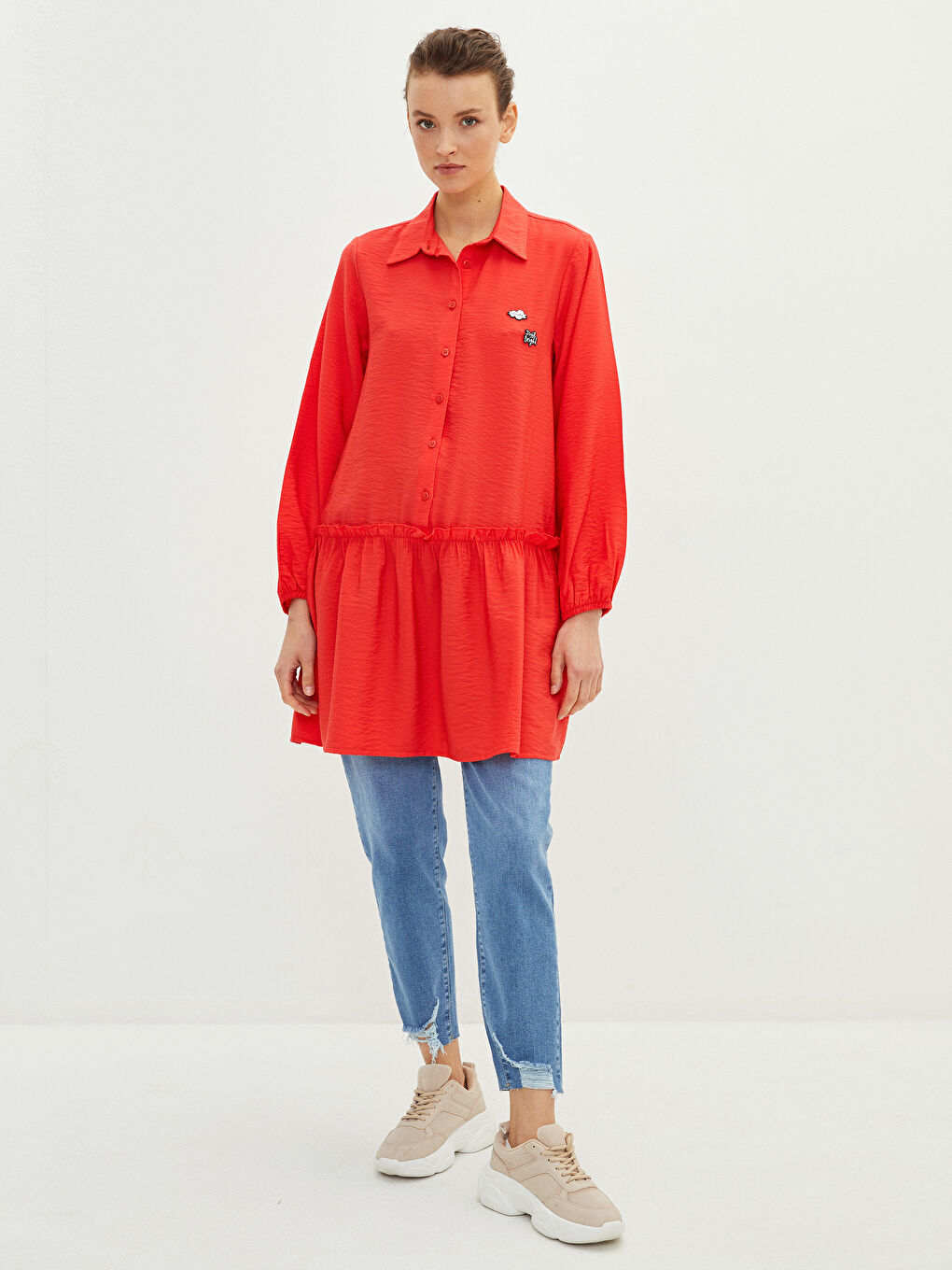 LCW Modest Coat of Arms Embroidered Long Sleeve Women's Shirt Tunic -S2FU96Z8-SCV