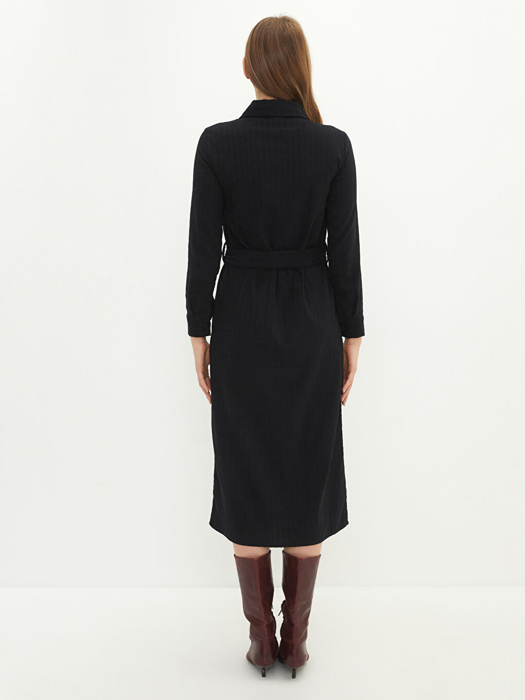 Front Button Closure Straight Long Sleeve Women's Shirt Shirt Dress -S2FV03Z8-RQL