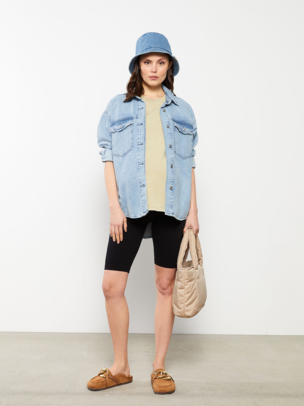 Siyah Beli Lastikli Düz Hamile Biker Tayt