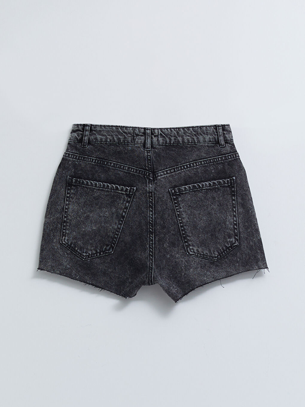 Short en Jean pour Femmes Taille Haute Coupe Maman Droite avec Poches-6