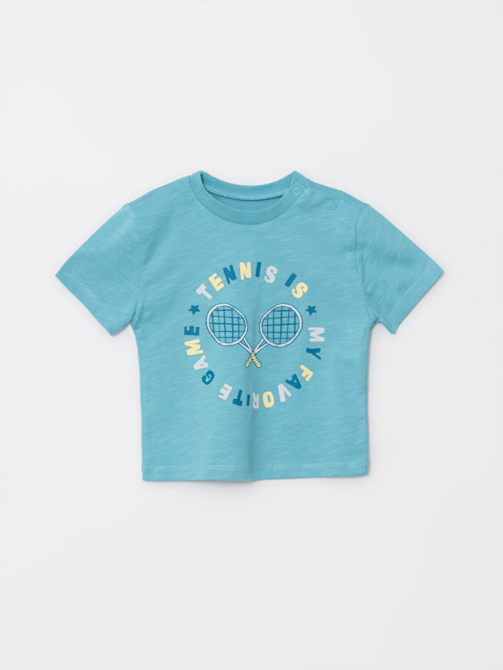 Bisiklet Yaka Kısa Kollu Baskılı Pamuklu Erkek Bebek Tişört ve Şort 2'li Takım-1