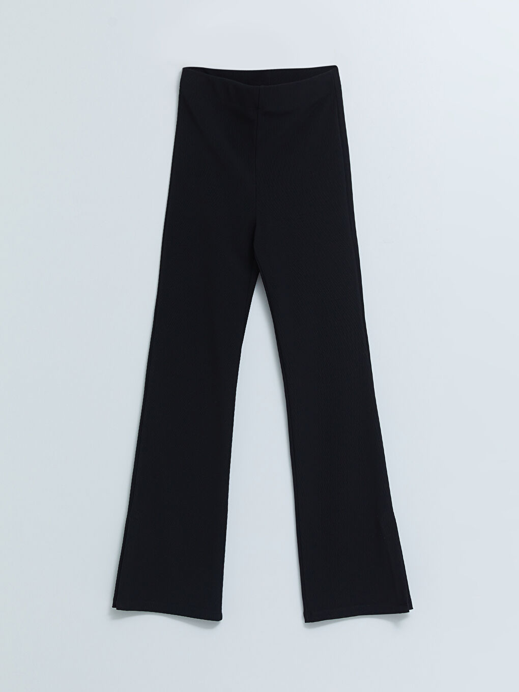 Siyah Normal Bel Standart Fit Düz İspanyol Paça Kadın Pantolon-6