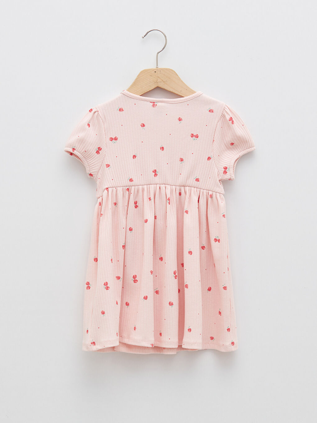 LCW baby Bisiklet Yaka Kısa Kollu Baskılı Kız Bebek Elbise -S2FV88Z1-LT4