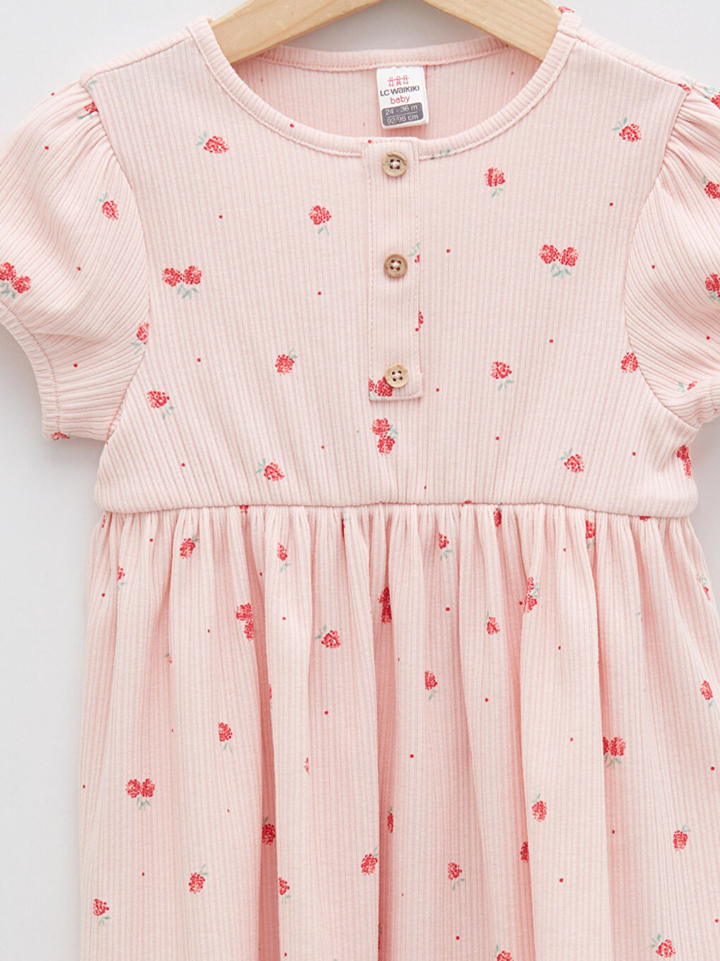 LCW baby Bisiklet Yaka Kısa Kollu Baskılı Kız Bebek Elbise -S2FV88Z1-LT4