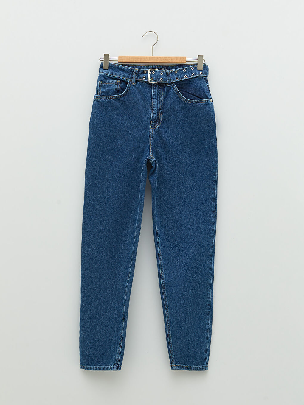 İndigo Yüksel Bel Mom Fit Cep Detaylı Kadın Rodeo Jean Pantolon-6