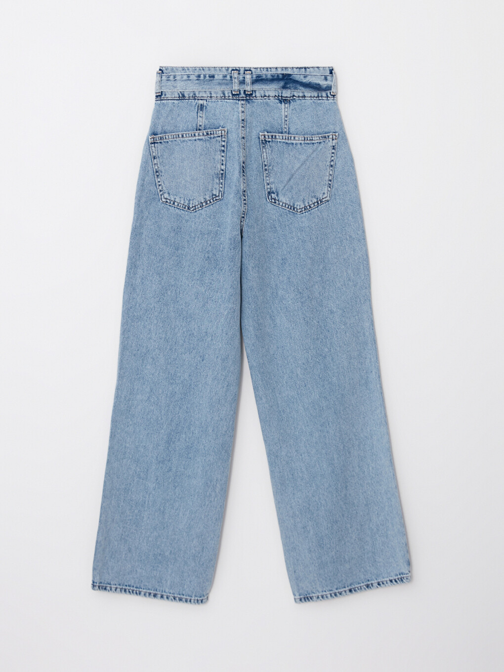 İndigo Yüksek Bel Wideleg Kadın Rodeo Jean Pantolon-1
