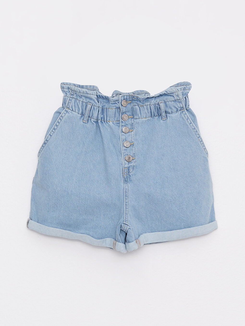 Elastic Waist Slouchy Pocket Detailed Women's Rodeo Jean Shorts-6