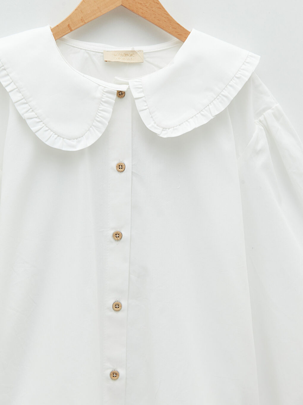 Bebe Collar Basic Long Sleeve Poplin Girl Shirt-2