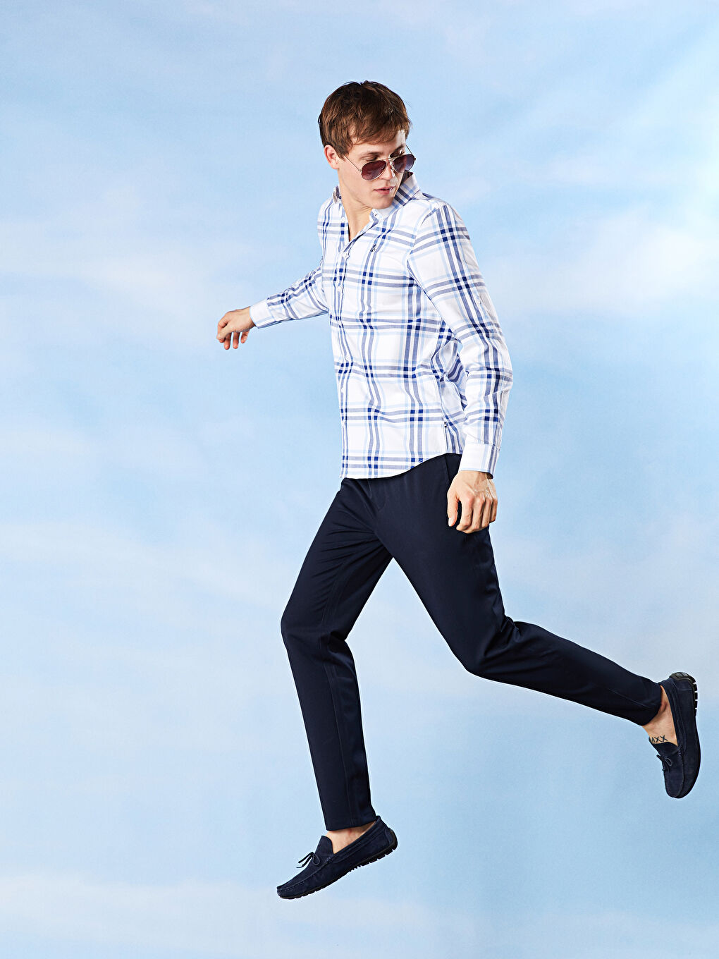 Regular Fit Long Sleeve Plaid Men's Shirt