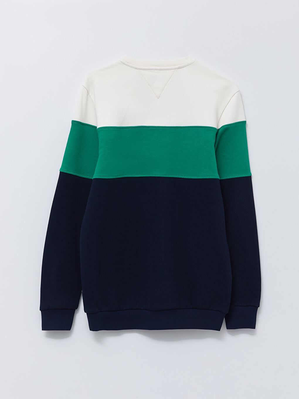 Lacivert Bisiklet Yaka Uzun Kollu Renk Bloklu Erkek Sweatshirt-8