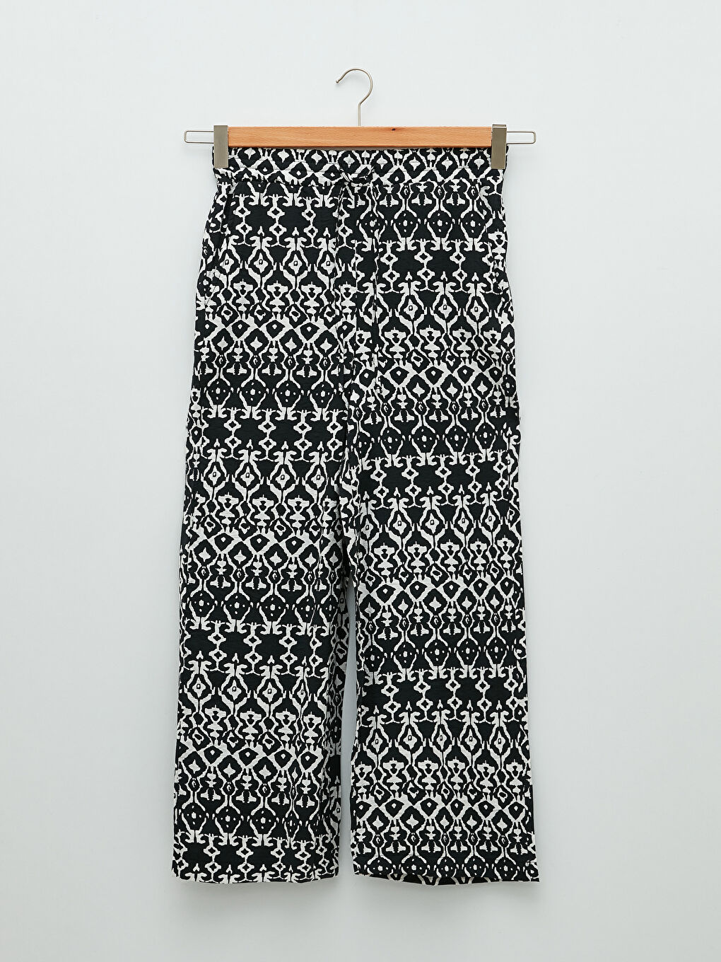 Elastic Waist Comfortable Pattern Patterned Pocket Detailed Women's Trousers-10