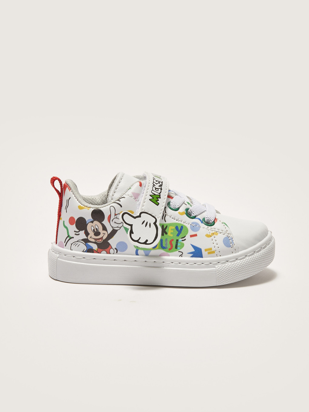 Beyaz Mickey Mouse Lisanslı Bağcık Ve Cırt Cırtlı Erkek Bebek Spor Ayakkabı-1